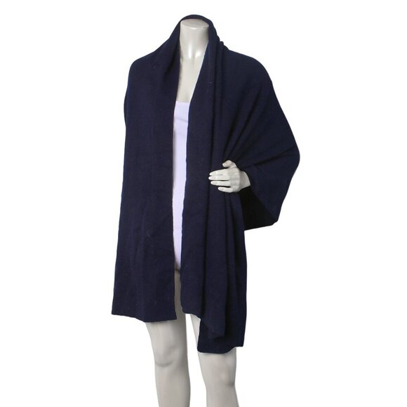 Zara Stretch Knit Wrap Cover Up Scarf Navy Shawl Special Edition Ribbed  NEW - Picture 1 of 9